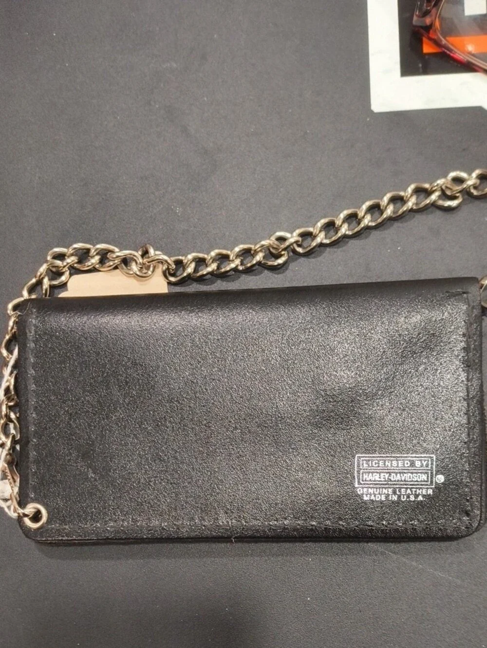 Vintage Harley-Davidson Black Leather Wallet with Red Logo Shield